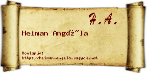 Heiman Angéla névjegykártya